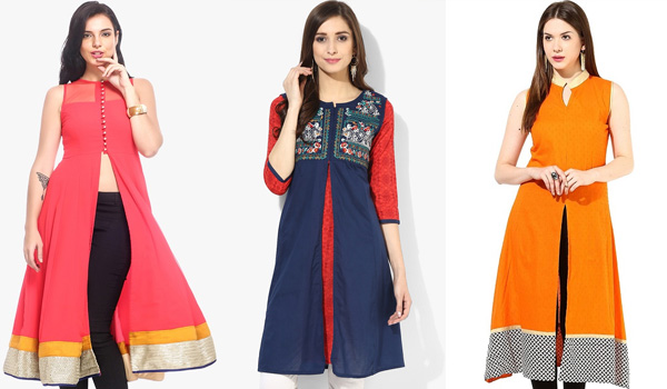 Divena Indigo Blue Front Open Kurti #46 Divena Indigo Blue Front Open Kurti