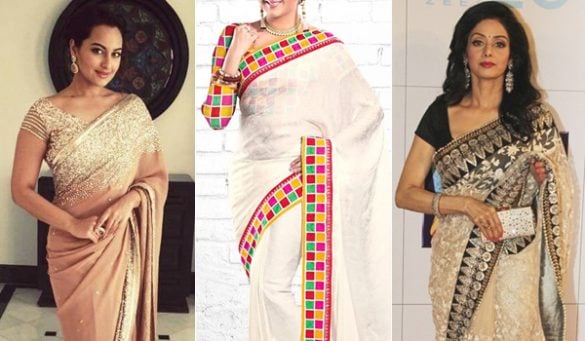 Plain Saris With Different Borders