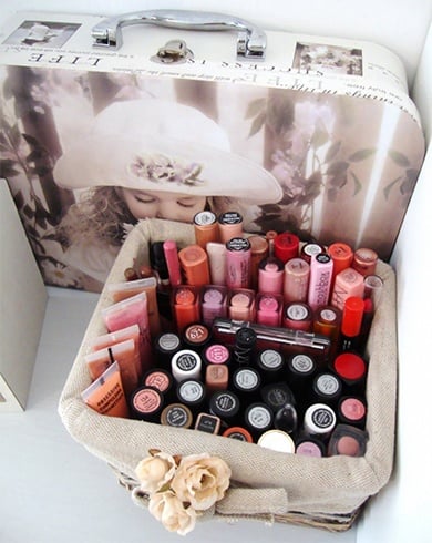 White Wood Makeup Storage