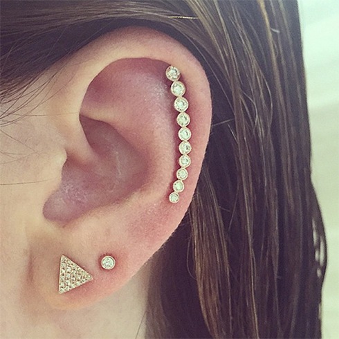 Multiple Diamond Ear Piercings