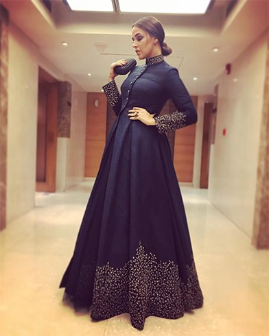 Neha Dhupia in Shantanu and Nikhil outfit