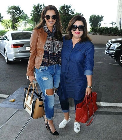 Sania Mirza and Farah Khan At Airport