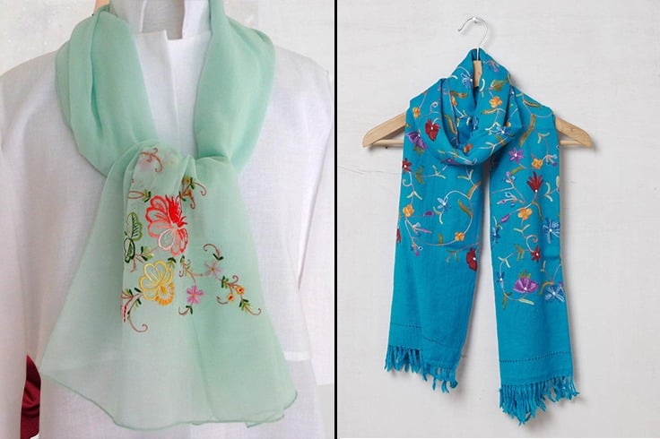 Embroidered Scarves and Shawls