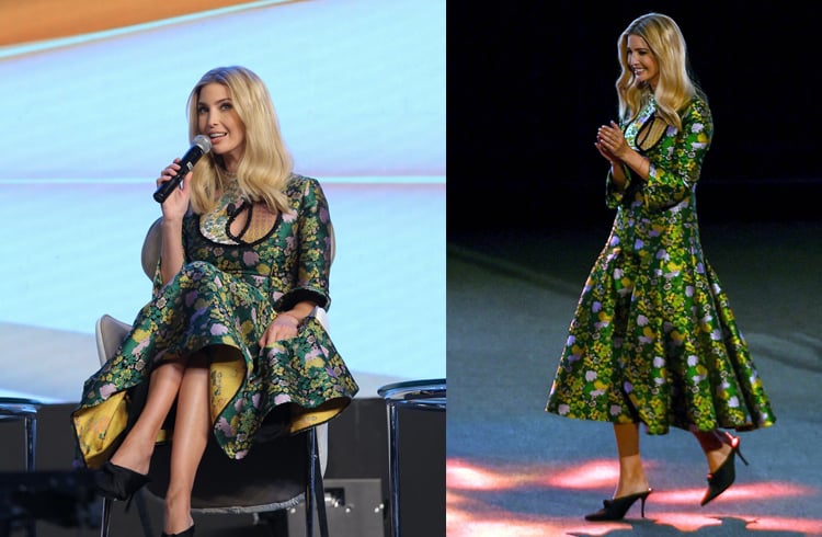 Ivanka Trump dressed up in tea length dress from Erdem