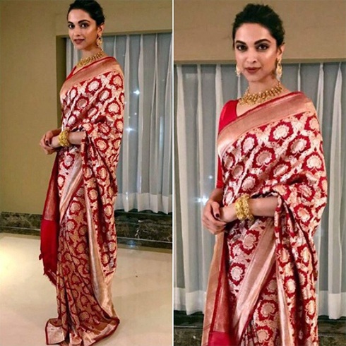 Deepika Padukone Raw Mango Saree