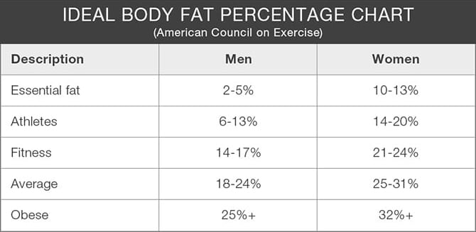 Ideal Body Fat Percentage Chart