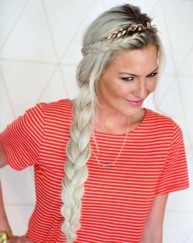 Long Blonde Side Braid