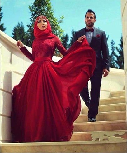 Muslim Red Wedding Dress