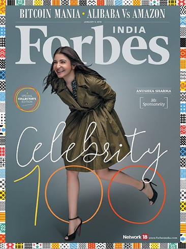 Anushka Sharma on Forbes Celebrity 100 List Cover January 2018