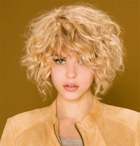 Bleached Blonde Perm Bob