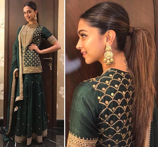 Deepika Padukone in Green Sabyasachi outfit