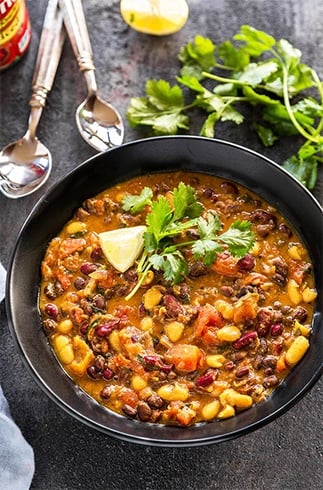 Different types of dal and bean curry