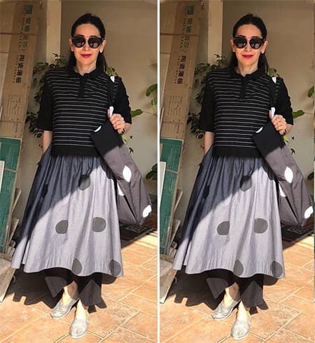 Karisma Kapoor in Love Birds Design polka dots style