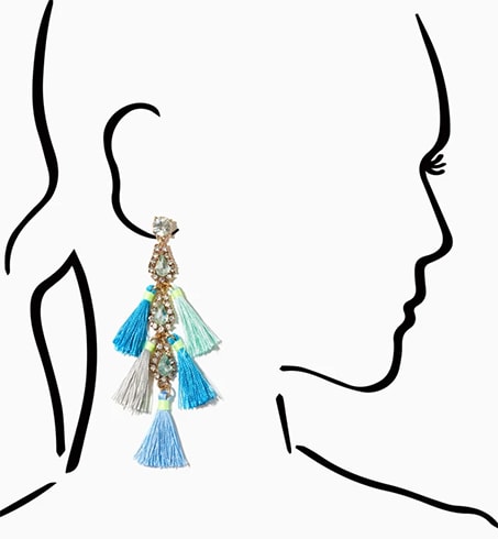 Kenza Stone Tassel Earrings In Light Turquoise