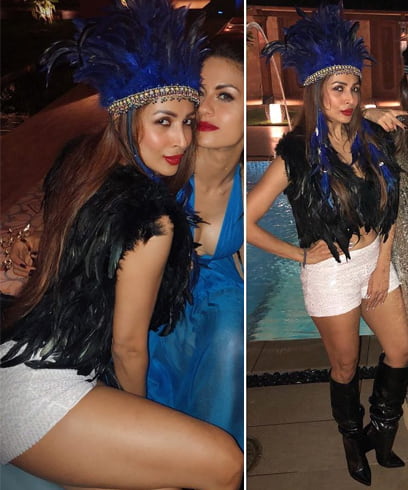 Malaika Arora in black fringe top