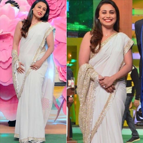 Rani Mukerji in white Sabyasachi sari