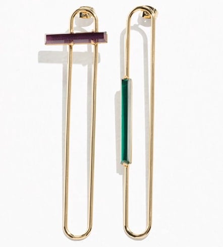 Tubular Wire Studs With Gems: