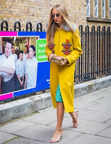 Yellow long winter coats