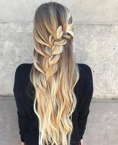 Half Updo With Loose Lace Braid