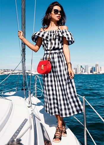 Off-The-Shoulder Gingham Outfit