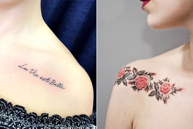 Flower tattoos on the collarbone  Tattoogridnet