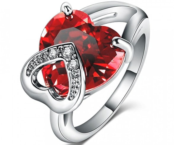 Heart Shaped Ruby Ring