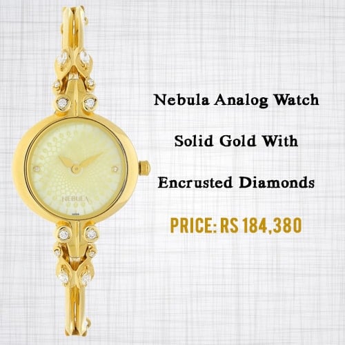 Nebula Analog Watch Solid Gold With Encrusted Diamonds