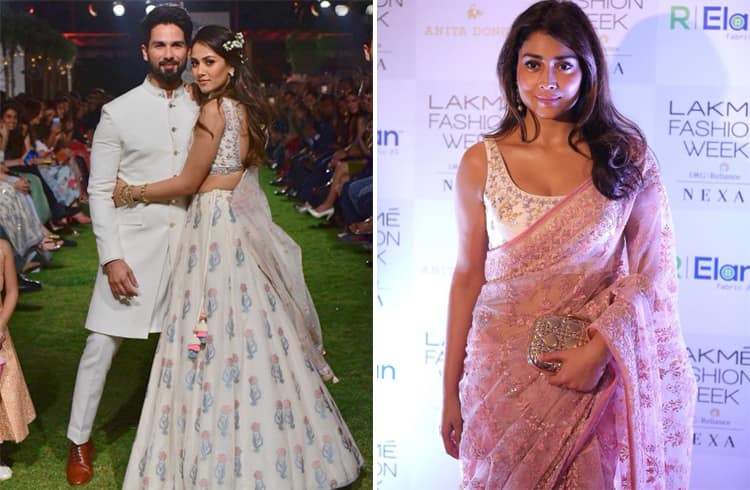 Shriya Saran, Shahid Kapoor and Mira Rajput for Anita Dongre at LFW 2018