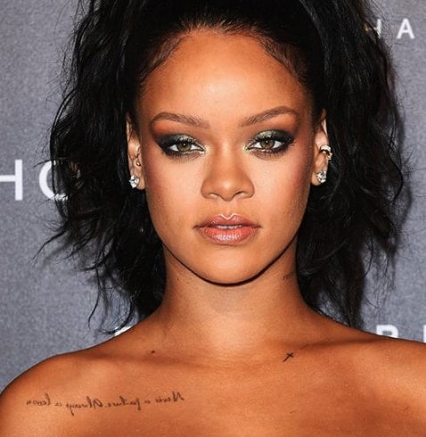 Singer Rihanna Collarbone Tattoo