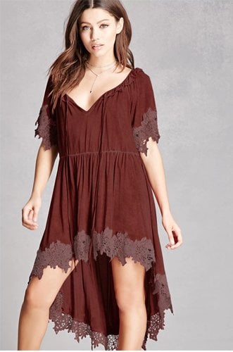 Crochet Lace Ruffle High-Low Dress