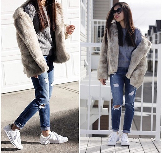 Cropped Faux Fur Coat Girls