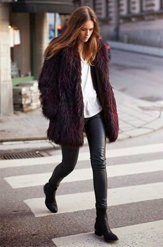 Cropped Faux Fur Coat Womens