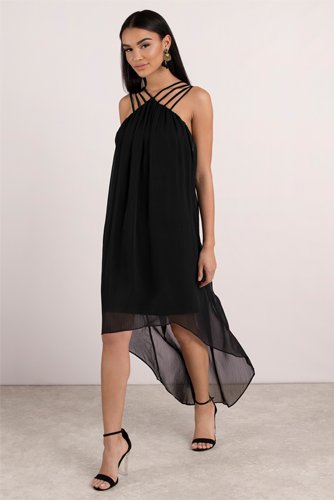 High-Low Dress Heart Strings Black Maxi Dress