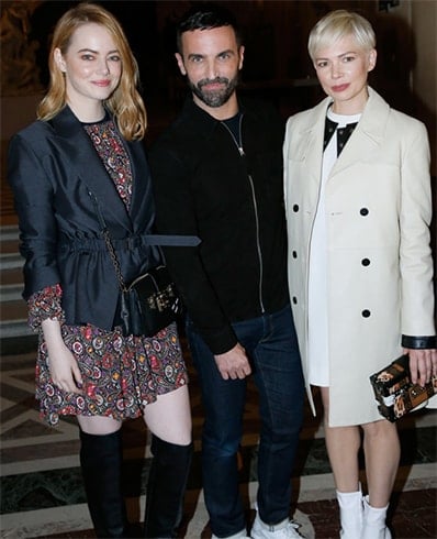 Emma Stone with Nicolas Ghesquiere and Michelle Wiliams