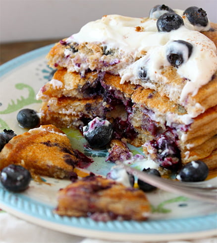 Greek Yogurt Blueberry Pancakes