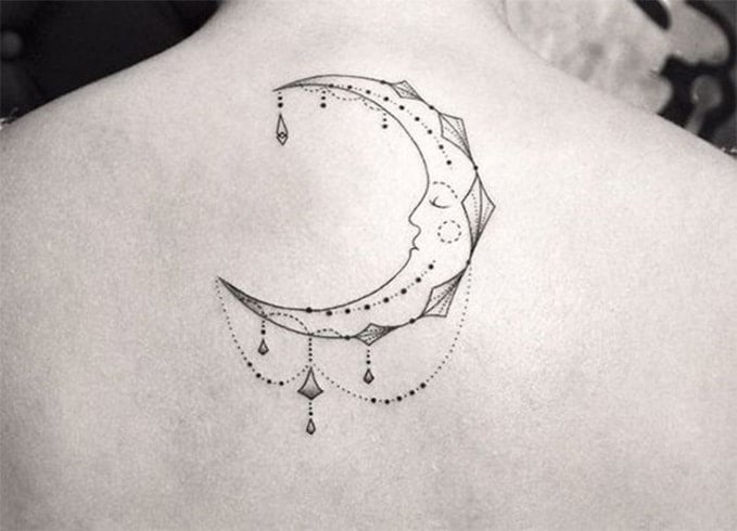 Moon Dot-Work Tattoo