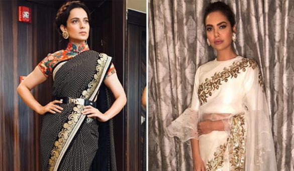 Kangana Ranaut and Esha Gupta in Sari