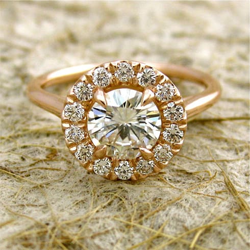 Moissanite Engagement Ring with Diamonds