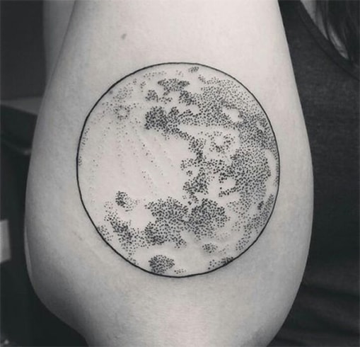 Moon Dot-Work Tattoo