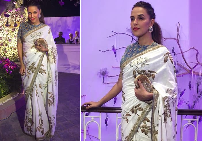 Neha Dhupia in Sabyasachi sari