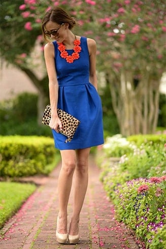 Royal Blue Mini Dress, White Heels