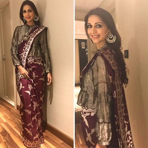 Sonali Bendre in Mint n Oranges Sari