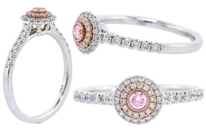 Double Halo Pink Diamond Rings