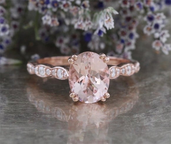 Peach Pink Scalloped ring