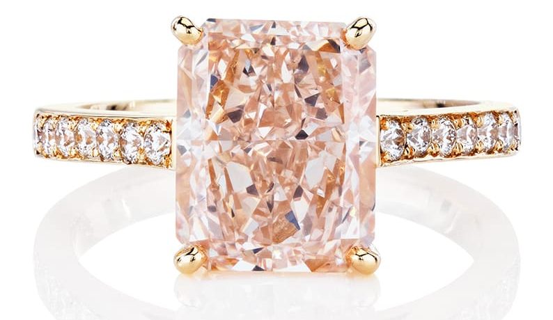 Pink Radiant Cut Diamond Ring