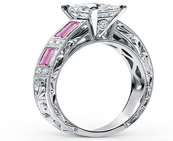 Princess Cut Pink Sapphire Ring