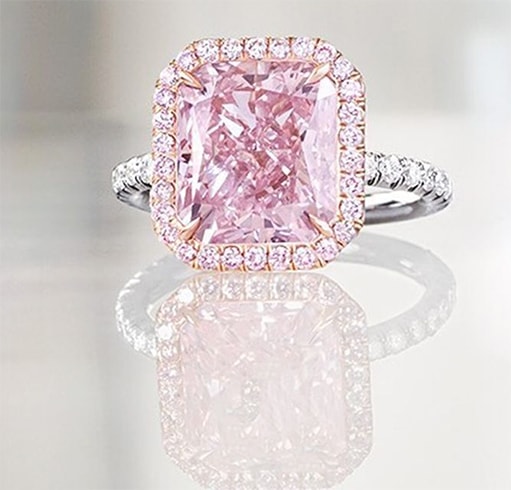 Radiant Cut Pink Engagement Ring