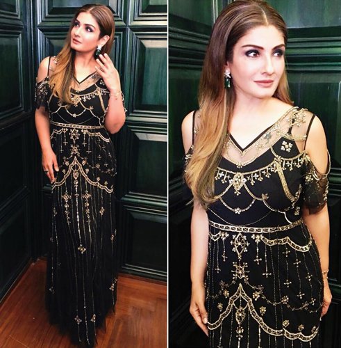 Raveena Tandon Fashion In Black