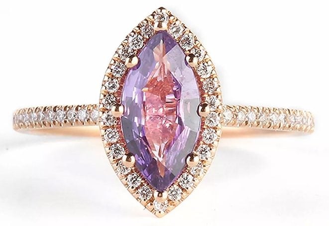 Rose Gold and Purple Sapphire Ring