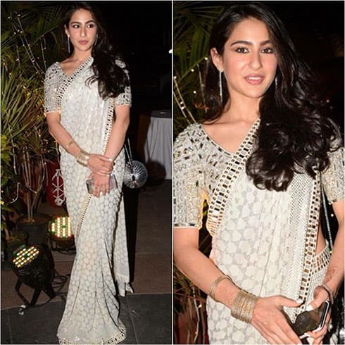 Sara Ali Khan in White Saree